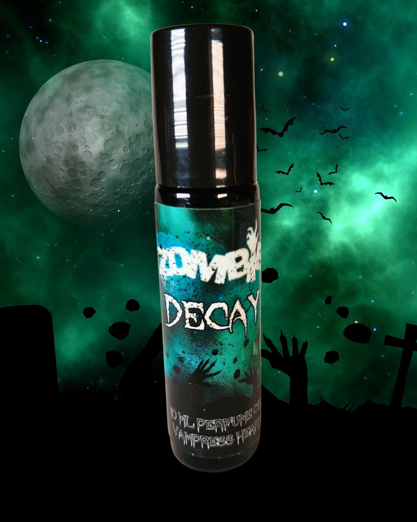 ZOMBIE DECAY Glow-in-the-dark Perfume Oil with Blood, Metal, Charred Ashes, Flesh, and Dirt.