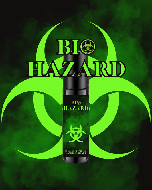 BIOHAZARD Rollerball Perfume Oil with Black Leather, Electric Citrus, Smoke and Musk Goth Perfume Oil Unique Gift Gothic Fragrance