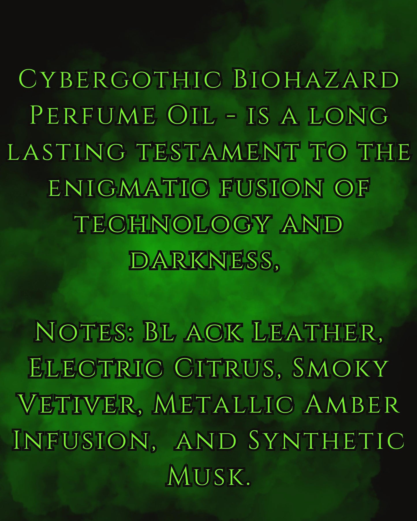 BIOHAZARD Rollerball Perfume Oil with Black Leather, Electric Citrus, Smoke and Musk Goth Perfume Oil Unique Gift Gothic Fragrance