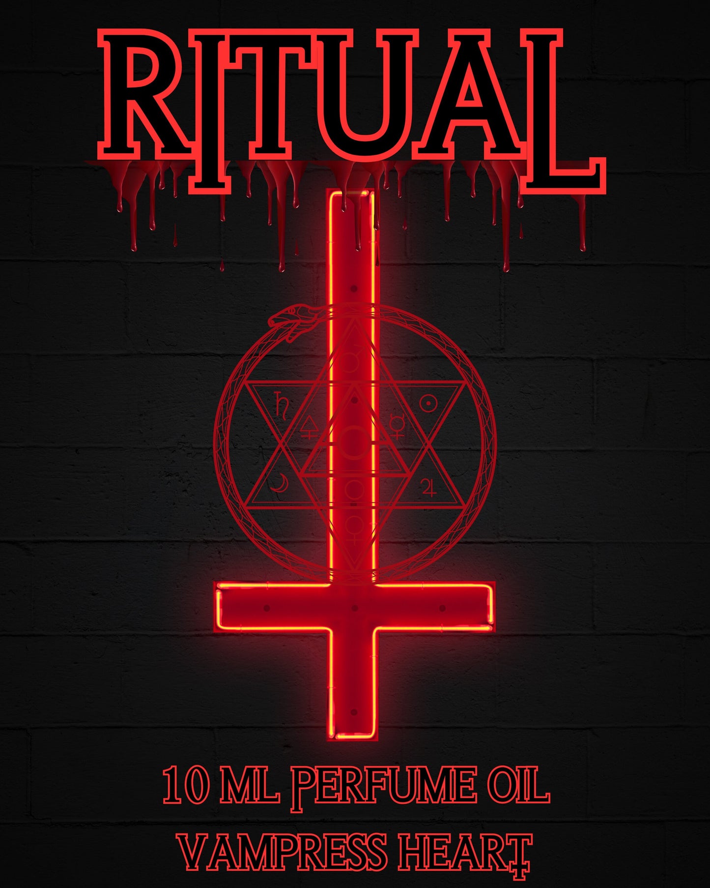 RITUAL Perfume Oil with Vampire Blood, Incense, Red Wine, Wooden Crucifixes and Old Stone Cathedral