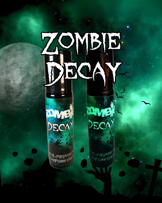 ZOMBIE DECAY Glow-in-the-dark Perfume Oil with Blood, Metal, Charred Ashes, Flesh, and Dirt.