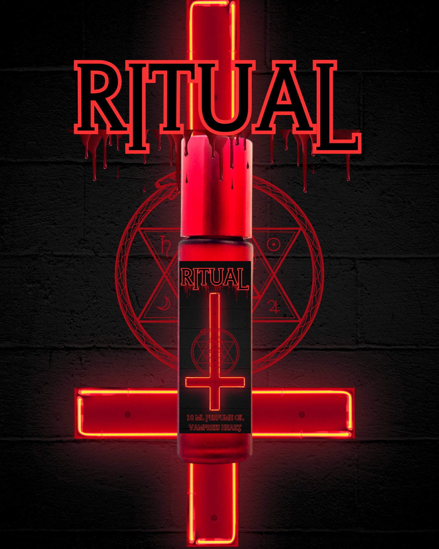 RITUAL Perfume Oil with Vampire Blood, Incense, Red Wine, Wooden Crucifixes and Old Stone Cathedral